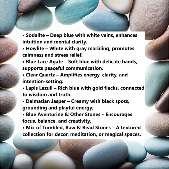 Mystical Blue Stone Collection in Glass Jar for Decor Energy Healing Meditation - Picture 6 of 11